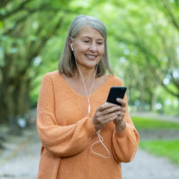 woman listing to music